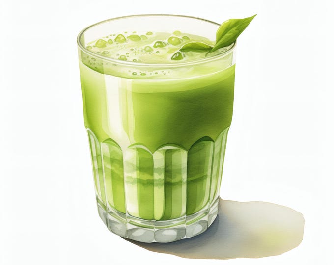 Matcha Green Tea Clipart, Iced Herbal Drink Images, 10 Watercolor Clip Art, Printable JPGs, Instant Download, Commercial Use, Paper craft