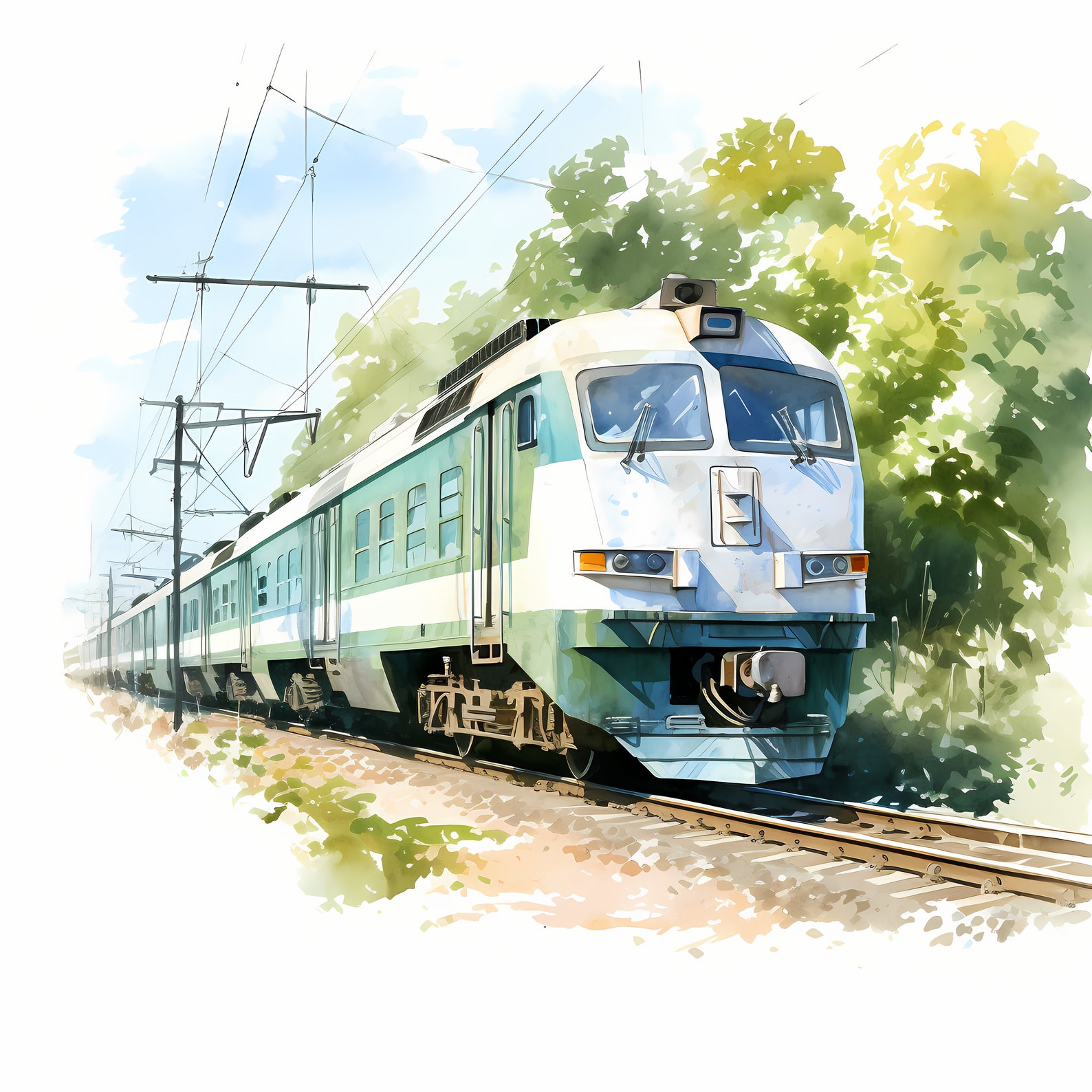 Express Train Clipart, Abandoned Train Images, 10 Watercolor Clip Art ...