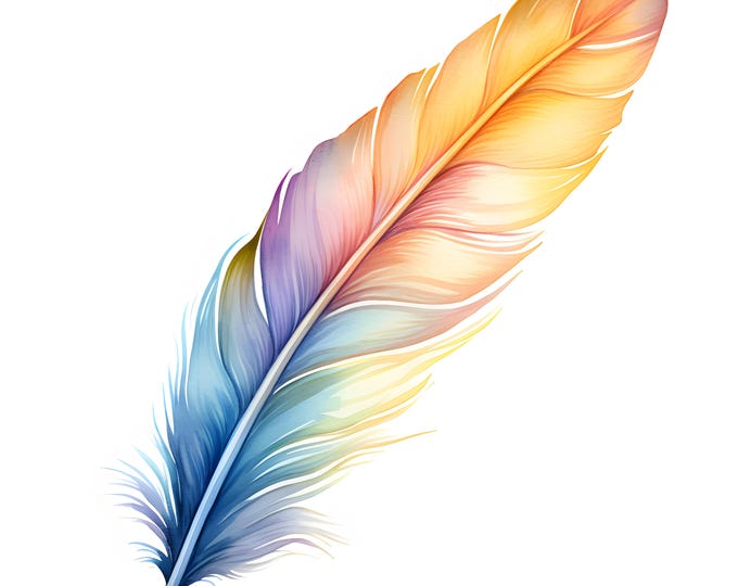 Feather Clipart, Boho Feather Images, 10 Watercolor Clip Art, Printable JPGs, Instant Download, Commercial Use, Paper craft