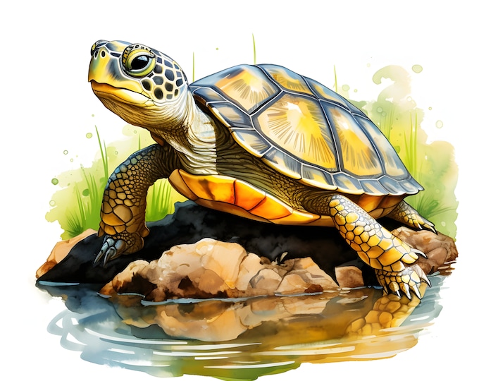 Baby Turtle Clipart, Sea Turtles Images, 10 Watercolor Clip Art, Printable JPGs, Instant Download, Commercial Use, Paper craft