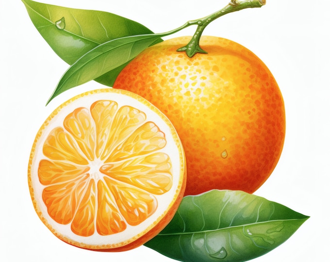 Orange Fruit Clipart, Citrus Images, 10 Watercolor Clip Art, Printable JPGs, Instant Download, Commercial Use, Paper craft