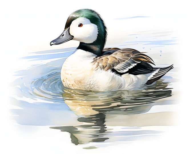 Bufflehead Clipart, Sea Ducks Images, 10 Watercolor Clip Art, Printable JPGs, Instant Download, Commercial Use, Paper craft