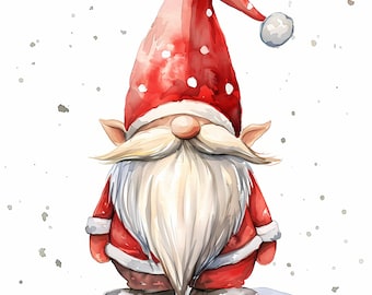 Christmas Gnome Clipart, Winter Gnomes Images, 10 Watercolor Clip Art, Printable JPGs, Instant Download, Commercial Use, Paper craft