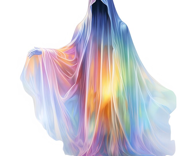 Rainbow Ghost Clipart, Colorful Ghost Images, 10 Watercolor Clip Art, Printable JPGs, Instant Download, Commercial Use, Paper craft