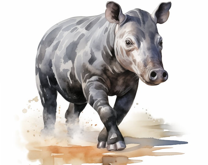 Tapir Clipart, Tapir Images, 10 Watercolor Clip Art, Printable JPGs, Instant Download, Commercial Use, Paper craft
