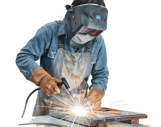 Welder Clipart, Welding Worker Images, 10 Watercolor Clip Art, Printable JPGs, Instant Download, Commercial Use, Paper Craft