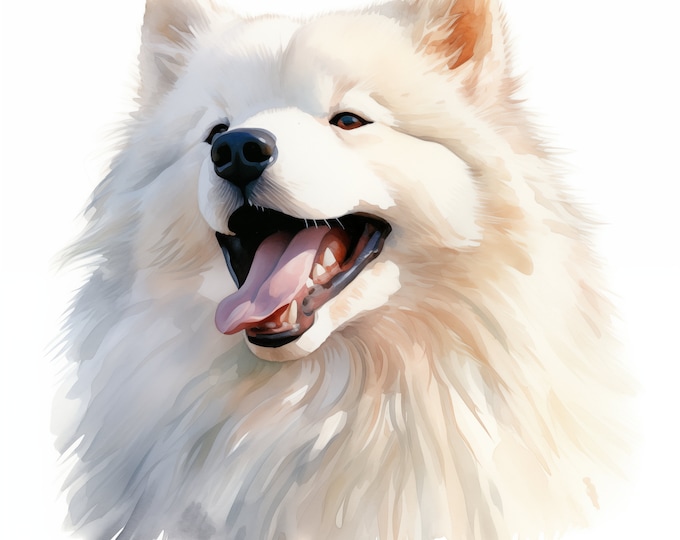 Samoyed Clipart, Samoyed Dog Images, 10 Watercolor Clip Art, Printable JPGs, Instant Download, Commercial Use, Paper craft