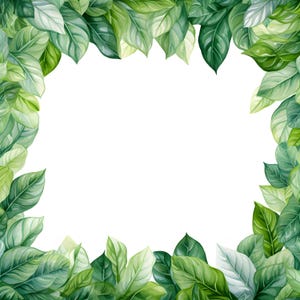Green Leaves Frame Clipart, Greenery Border Images, 10 Watercolor Clip Art, Printable JPGs, Instant Download, Commercial Use, Paper craft