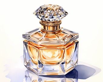 Watercolor Perfume Bottle Clipart: Luxury Floral Images (JPGs)