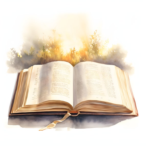 Watercolor Bible Clipart: Holy Book Illustrations (JPGs, Commercial Use)