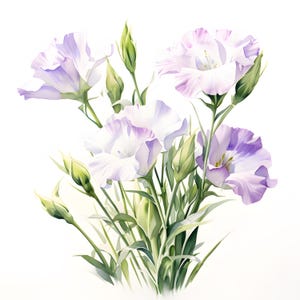 Lisianthus Clipart, Lisianthus Flowers Images, 10 Watercolor Clip Art, Printable JPGs, Instant Download, Commercial Use, Paper craft