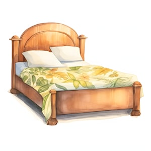 Bedroom Bed Clipart, Cosy Beds Images, 10 Watercolor Clip Art ...
