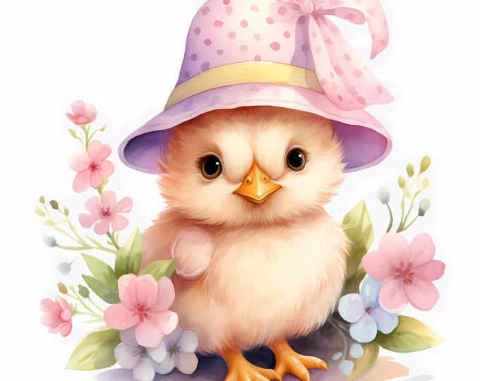 Little Chick Clipart, Baby Chicken Images, 10 Watercolor Clip Art, Printable JPGs, Instant Download, Commercial Use, Paper craft