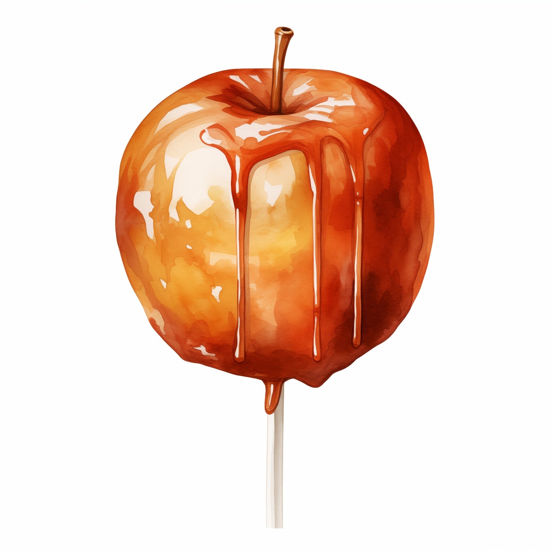 Caramel Apple Clipart, Sweet Apple Images, 10 Watercolor Clip Art ...