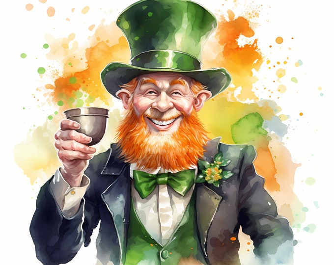 Leprechan Clipart, Leprechaun, St Patrick's Day Images, 10 Watercolor Clip Art, Printable JPG, Instant Download, Commercial Use, Paper craft