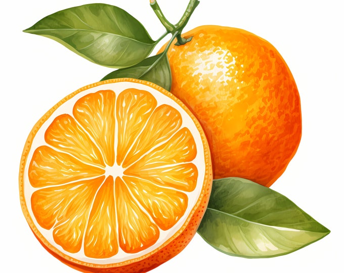 Orange Clipart, Citrus, Summer Fruits Images, 10 Watercolor Clip Art, Printable JPGs, Instant Download, Commercial Use, Paper craft