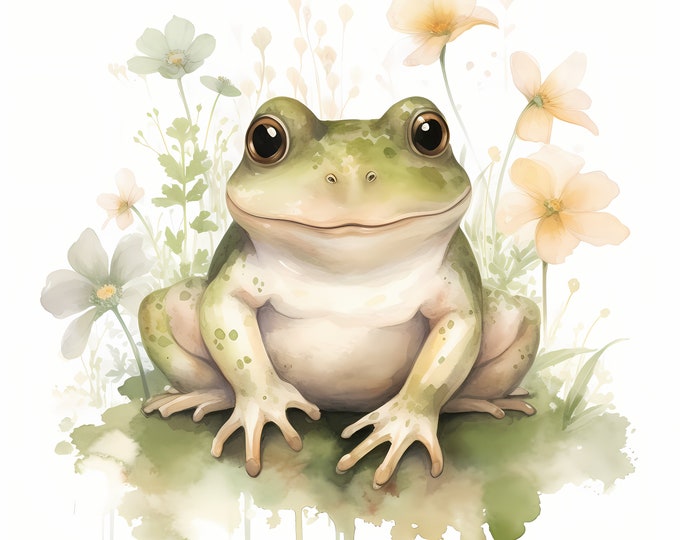 Cute Frog Clipart, Baby Frogs Images, 10 Watercolor Clip Art, Printable JPGs, Instant Download, Commercial Use, Paper craft
