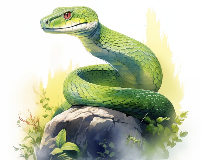 Snake Clipart, Reptile Images, 10 Watercolor Clip Art, Printable JPGs, Instant Download, Commercial Use, Paper craft