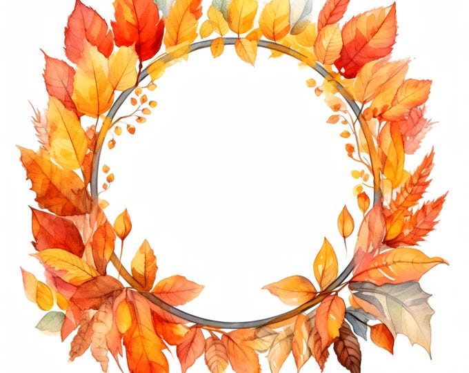 Fall Leaves Frame Clipart, Autumn Frame Images, 10 Watercolor Clip Art, Printable JPGs, Instant Download, Commercial Use, Paper craft