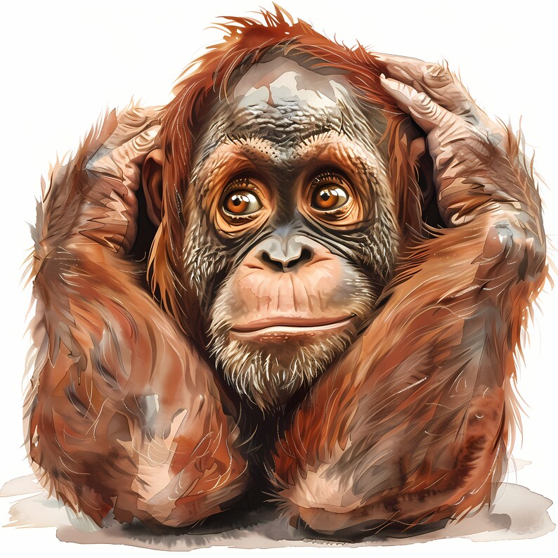 Orangutan Clipart, Funny Orangutans Images, 10 Watercolor Clip Art ...
