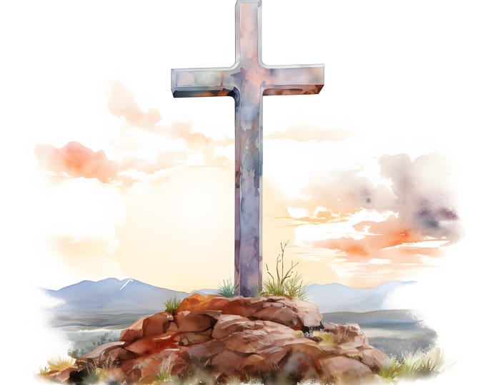 Holy Cross Clipart, Christian Wooden Cross Images, 10 Watercolor Clip Art, Printable JPGs, Instant Download, Commercial Use, Paper craft