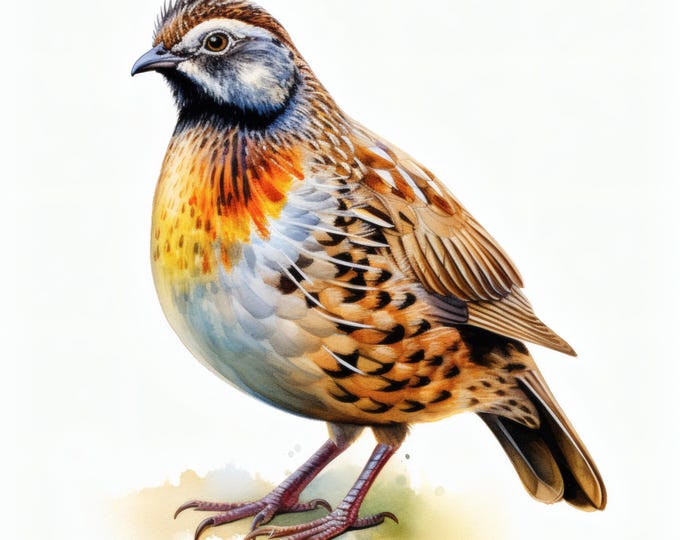 Cute Quail Clipart, Funny Bird Illustration Images, 10 Watercolor Clip Art, Printable JPGs, Instant Download, Commercial Use, Paper craft