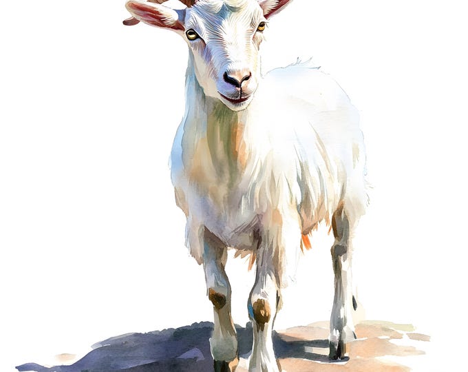 Goat Clipart, Farm Goat Images, 10 Watercolor Clip Art, Printable JPGs, Instant Download, Commercial Use, Paper craft