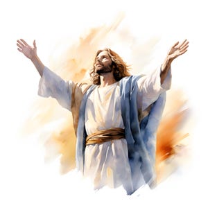 Jesus Reaching Arms Clipart, Jesus Christ Images, 10 aquarel illustraties, afdrukbare JPG's, Instant Download, Commercieel gebruik, Papercraft