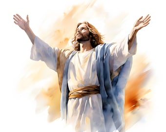 Clipart di Gesù Cristo ad acquerello: immagini JPG stampabili (uso commerciale)