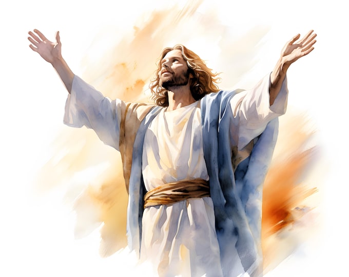 Jesus Reaching Arms Clipart, Jesus Christ Images, 10 Watercolor Clip Art, Printable JPGs, Instant Download, Commercial Use, Paper craft