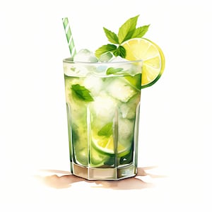 Clipart Mojito, Immagini cocktail Mojito, 10 clipart ad acquerello, JPG stampabili, Download istantaneo, Uso commerciale, Mestiere con la carta