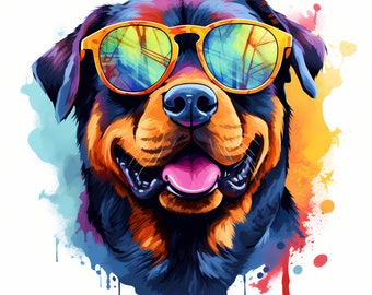 Rottweiler Clipart, Cool Dog Images, 10 Watercolor Clip Art, Printable JPGs, Instant Download, Commercial Use, Paper craft