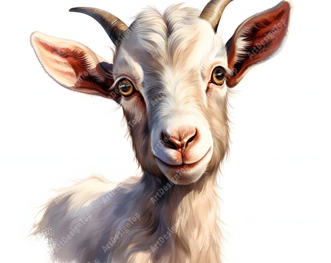 Goat Clipart, Farm Goat Images, 10 Watercolor Clip Art, Printable JPGs, Instant Download, Commercial Use, Paper craft