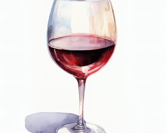 Wine Glass Clipart, Red Wine Images, 10 Watercolor Clip Art, Printable JPGs, Instant Download, Commercial Use, Paper craft