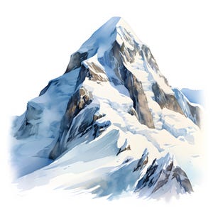 Verschneite Berge Clipart, Berglandschaften Bilder, 10 Aquarell Clip Art, druckbare JPGs, Sofort Download, kommerzielle Nutzung, Papiermodell