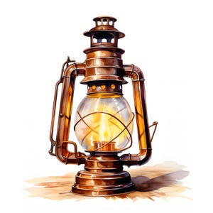 Old Lantern Clipart, Cozy Lanterns Images, 10 Watercolor Clip Art, Printable JPGs, Instant Download, Commercial Use, Paper craft