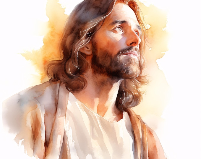Watercolor Jesus Clipart: Christian Religious Art, Printable JPGs (Commercial Use, Instant Download