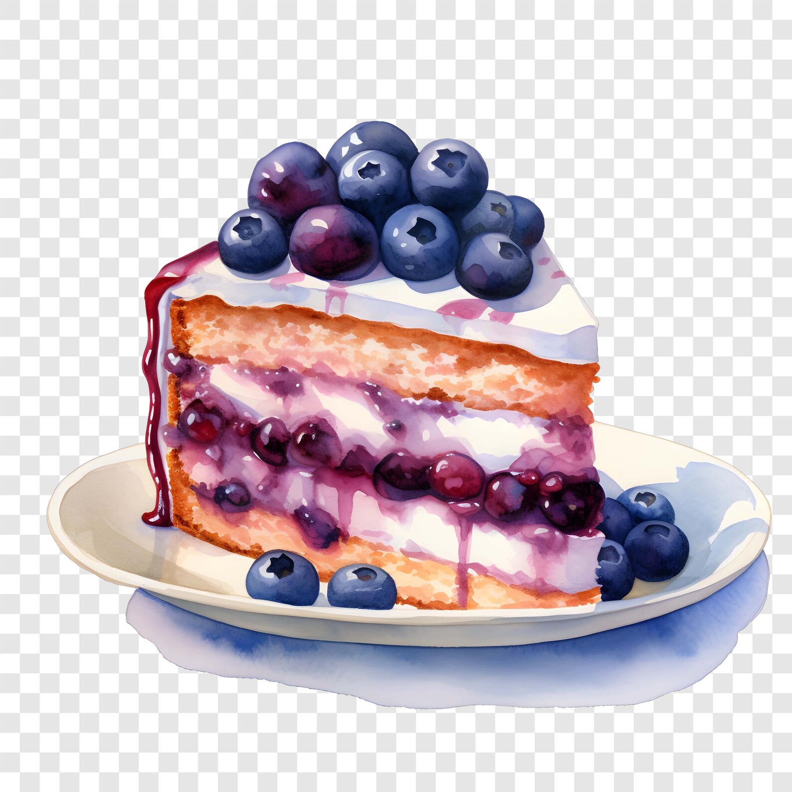 10 PNG Blueberry Cake Clipart, Dessert Slice Images, Watercolor Clip ...