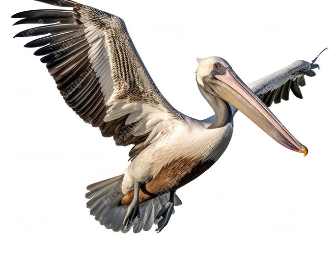 Flying Pelican Clipart, Sea Bird Images, 10 Watercolor Clip Art, Printable JPGs, Instant Download, Commercial Use, Paper craft