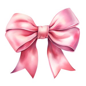 Watercolor Pink Bow Clipart: Pastel Ribbon Images (JPGs, Commercial Use)