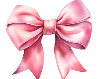 Rosa Schleife Schleife Clipart, Pastell Rosa Schleife Bilder, 10 Aquarell Clip Art, druckbare JPGs, Sofort Download, kommerzielle Nutzung, Papiermodell