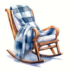 Watercolor Rocking Chair Clipart: Cozy Home Decor (jpgs) - Etsy