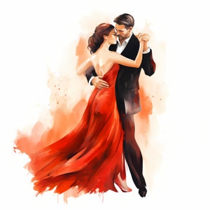 Clipart tangodansers, paar dansen beelden, 10 aquarel illustraties, afdrukbare JPG's, Instant Download, Commercieel gebruik, Papercraft