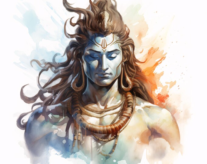 Lord Shiva Clipart, Hindu God Images, 10 Watercolor Clip Art, Printable JPGs, Instant Download, Commercial Use, Paper craft