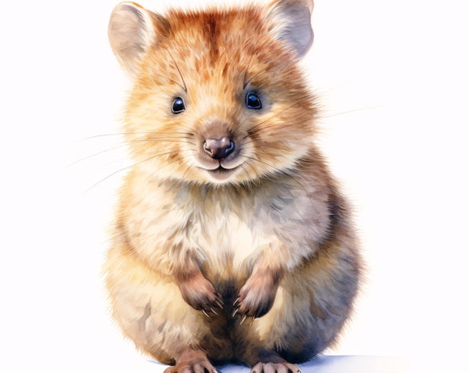 Baby Quokka Clipart, Cute Animal Images, 10 Watercolor Clip Art, Printable JPGs, Instant Download