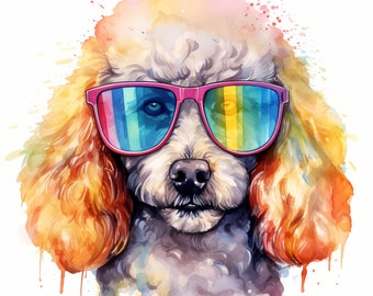 Poodle Clipart, Cool Dog, Pudel, Toy Poodle Images, 10 Watercolor Clip Art, Printable JPGs, Instant Download, Commercial Use, Paper craft