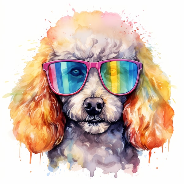 10 Poodle, Cool Dog, Poodle JPG, Pudel, Toy Poodle, Watercolor Clipart, Printable Image, Instant Download, Wall Art, Commercial Use