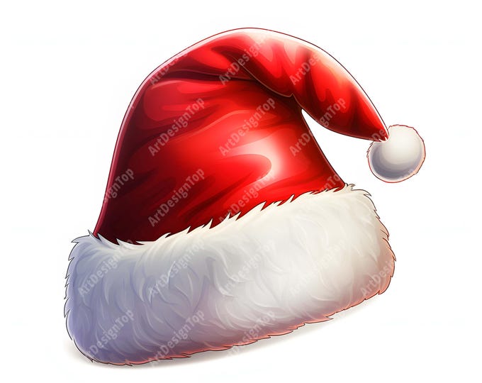 Santa Hat Clipart, Christmas Hat Images, 10 Watercolor Clip Art, Printable JPGs, Instant Download, Commercial Use, Paper craft
