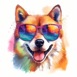 Akita Clipart, Cool Dog, American Akita Images, 10 Watercolor Clip Art, Printable JPGs, Instant Download, Commercial Use, Paper craft