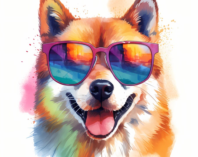 Akita Clipart, Cool Dog, American Akita Images, 10 Watercolor Clip Art, Printable JPGs, Instant Download, Commercial Use, Paper craft